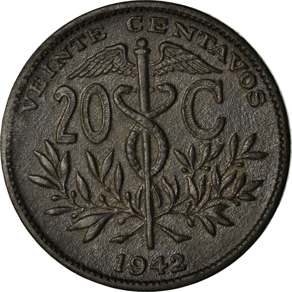 Coin, Bolivia, 20 Centavos, 1942, EF(40-45), Zinc, KM:183