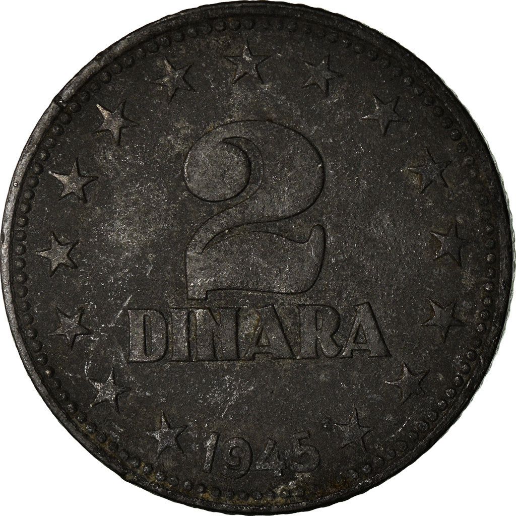 Monnaie, Yougoslavie, 2 Dinara, 1945, TTB, Zinc, KM:27