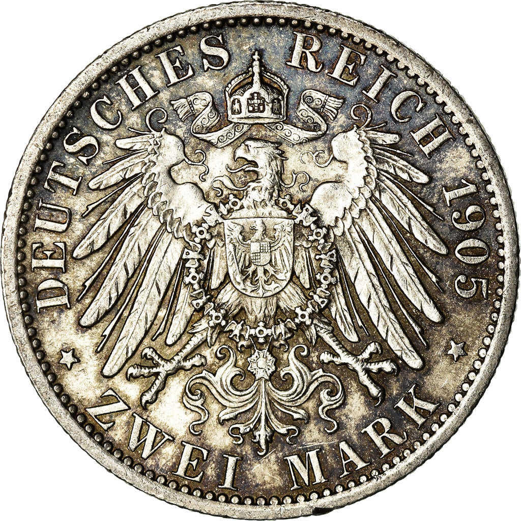 Coin, German States, PRUSSIA, Wilhelm II, 2 Mark, 1905, Berlin, AU(55-58)