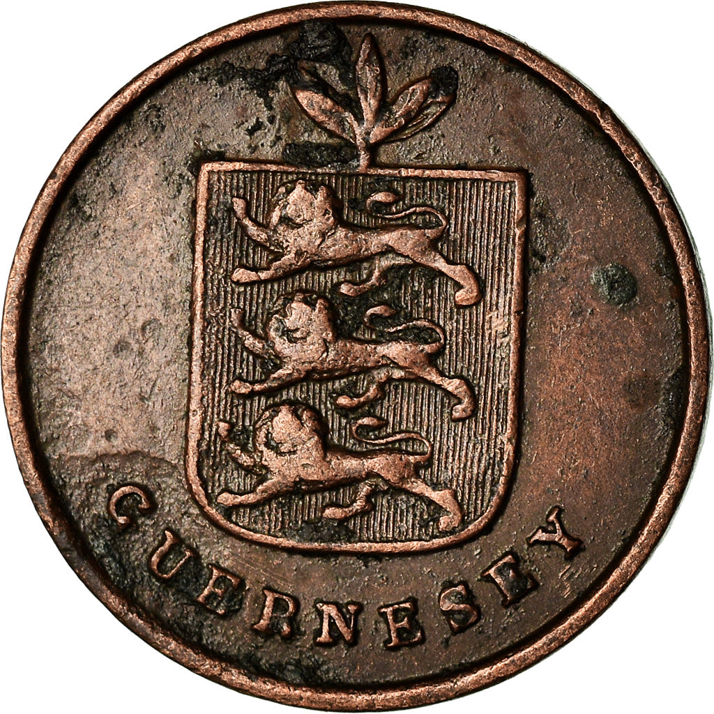 Moneta, Guernsey, Double, 1830, Heaton, BB, Rame, KM:1