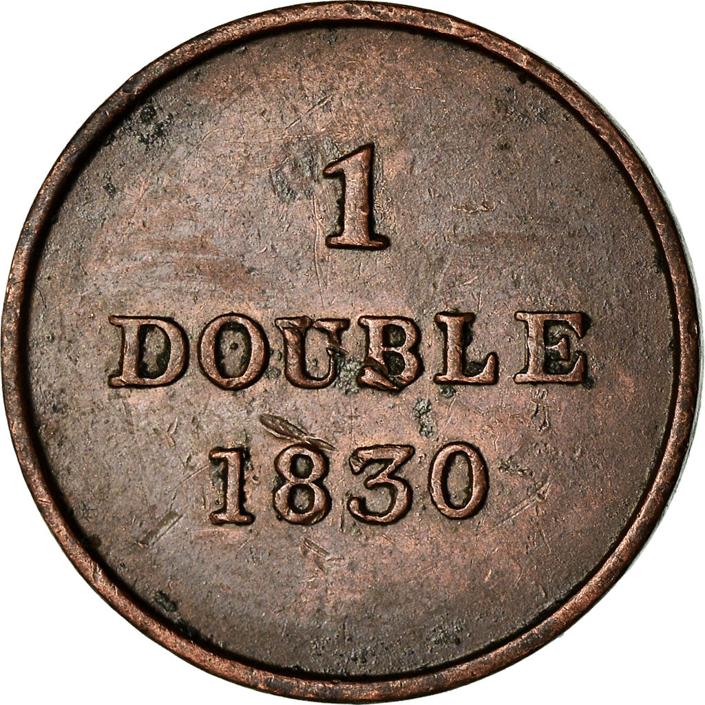 Moneta, Guernsey, Double, 1830, Heaton, BB, Rame, KM:1