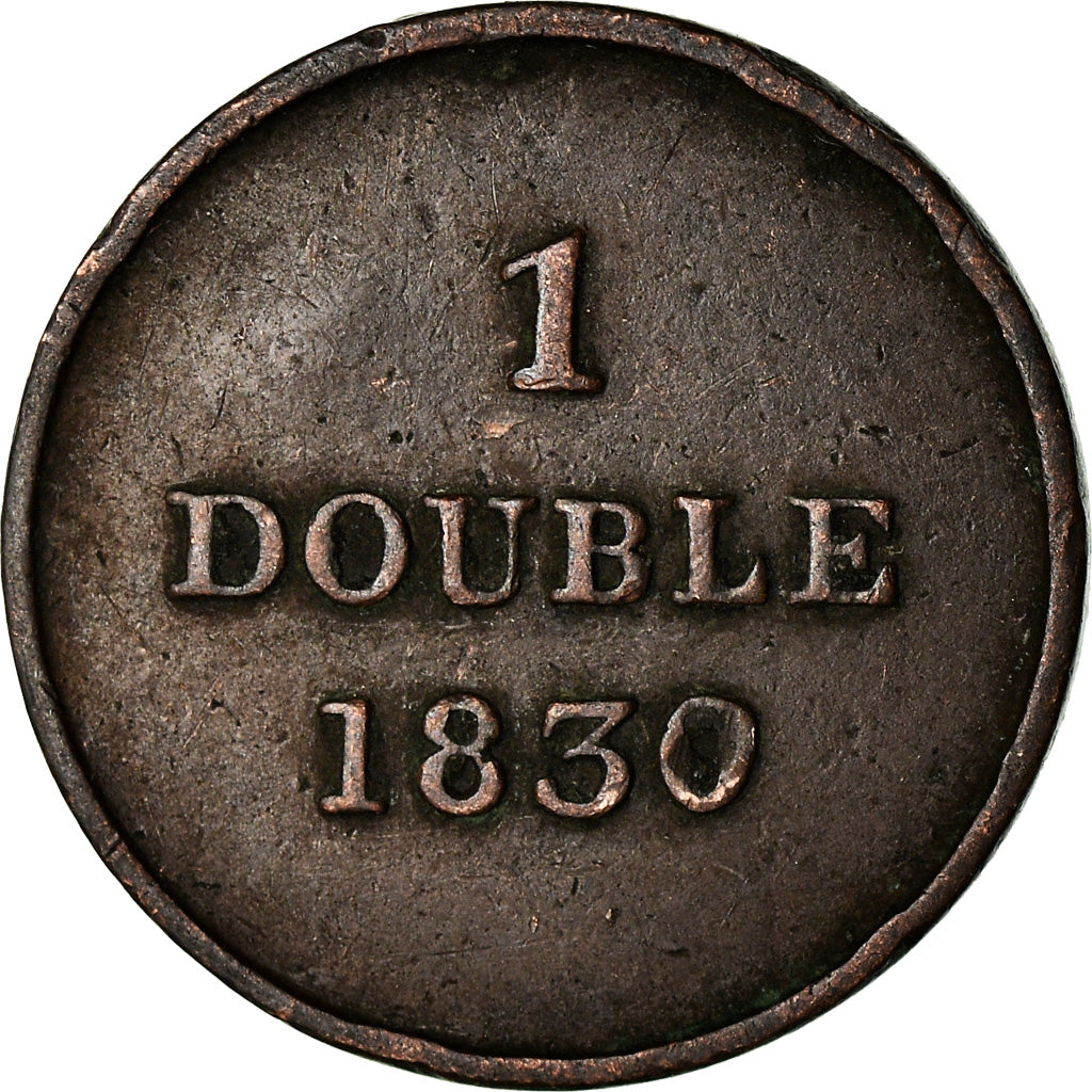 Coin, Guernsey, Double, 1830, Heaton, VF(20-25), Copper, KM:1