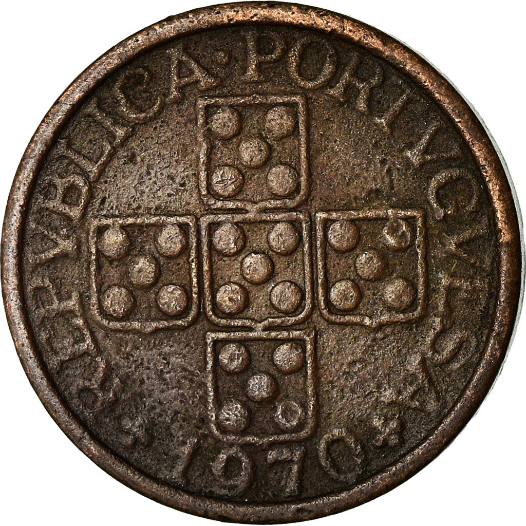 Münze, Portugal, 20 Centavos, 1970, S+, Bronze, KM:595