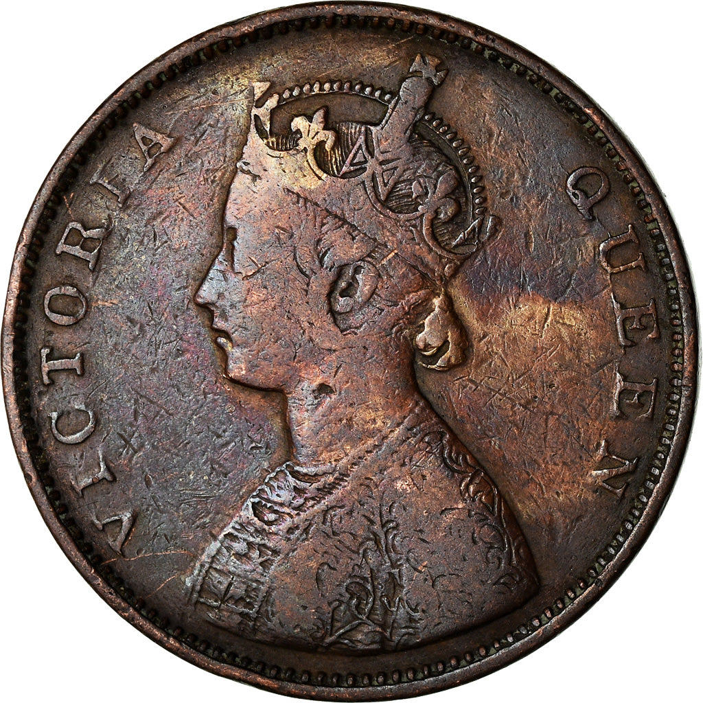 Moneta, INDIA - BRITANNICA, Victoria, 1/2 Anna, 1862, MB+, Rame, KM:468