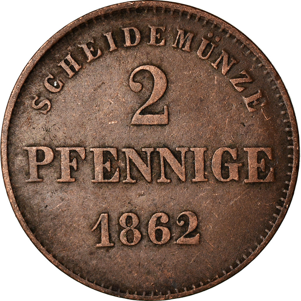 Coin, German States, SAXE-MEININGEN, Bernhard II, 2 Pfennig, 1862, EF(40-45)