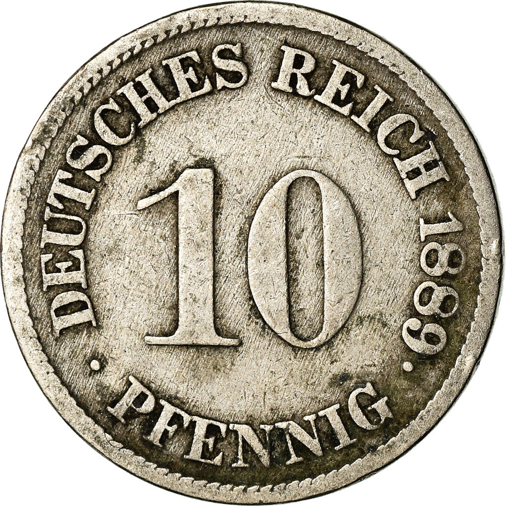 Coin, GERMANY - EMPIRE, Wilhelm I, 10 Pfennig, 1889, Stuttgart, F(12-15)