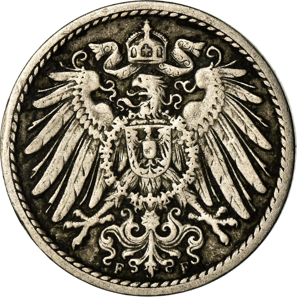 Coin, GERMANY - EMPIRE, Wilhelm II, 5 Pfennig, 1898, Stuttgart, VF(30-35)