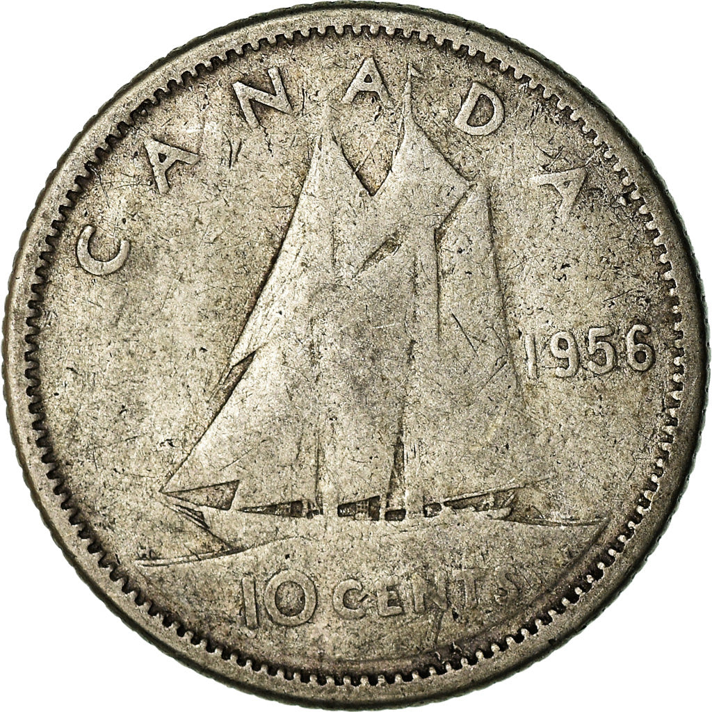 Münze, Kanada, Elizabeth II, 10 Cents, 1956, Royal Canadian Mint, Ottawa, S