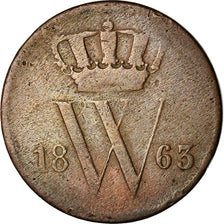 Coin, Netherlands, William III, Cent, 1863, F(12-15), Copper, KM:100