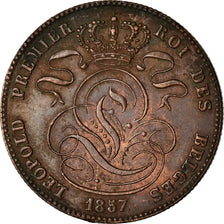 Moeda, Bélgica, Leopold I, 5 Centimes, 1857, AU(50-53), Cobre, KM:5.1