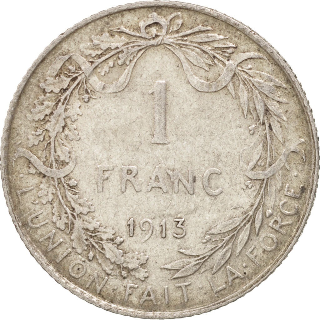 Belgio, Franc, 1913, MB+, Argento, KM:72