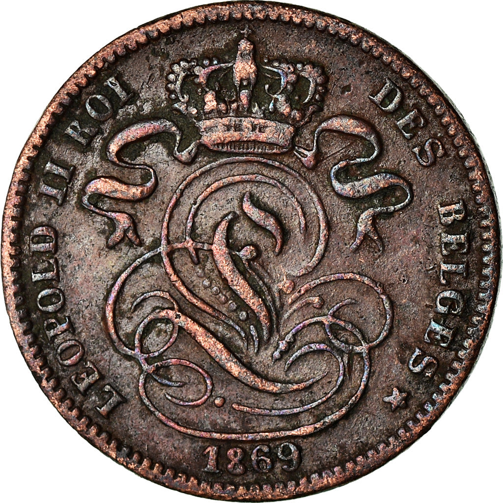 Coin, Belgium, Leopold II, Centime, 1869, VF(30-35), Copper, KM:33.1