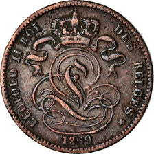 Coin, Belgium, Leopold II, Centime, 1869, VF(30-35), Copper, KM:33.1