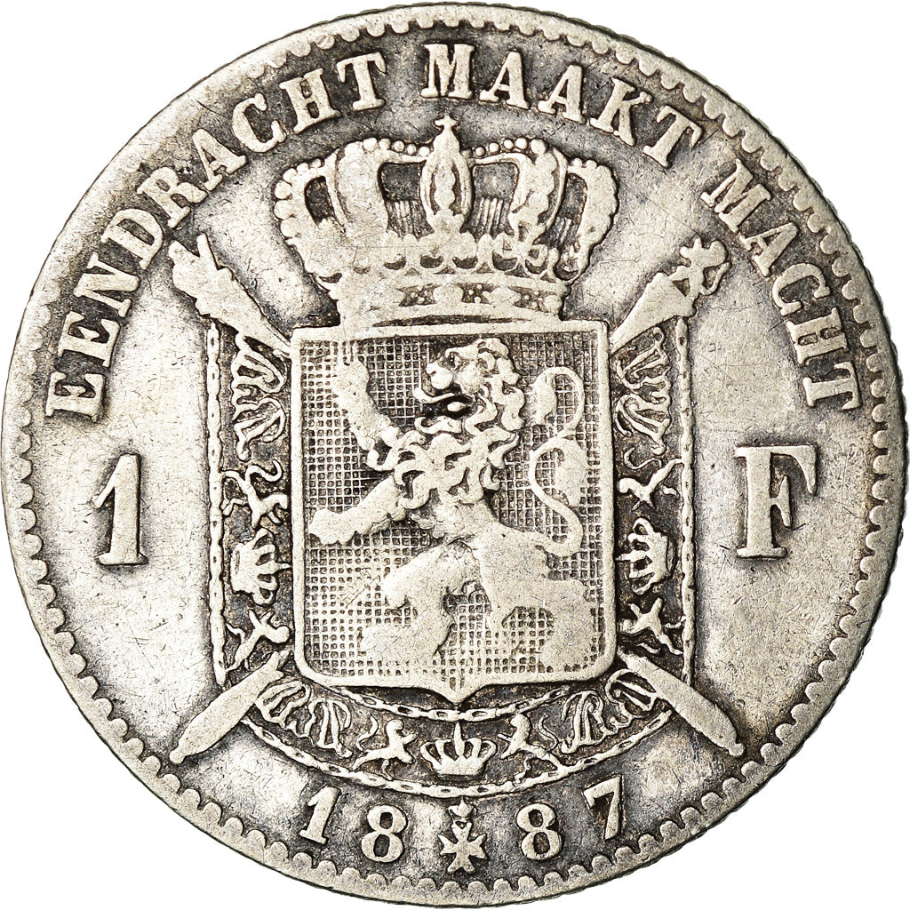Coin, Belgium, Leopold II, Franc, 1887, VF(20-25), Silver, KM:29.1