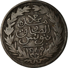 Coin, Tunisia, TUNIS, Sultan Abdul Aziz with Muhammad al-Sadiq Bey, 2 kharub
