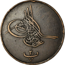 Coin, Egypt, Abdul Aziz, 20 Para, 1865/AH1277, VF(30-35), Bronze, KM:244