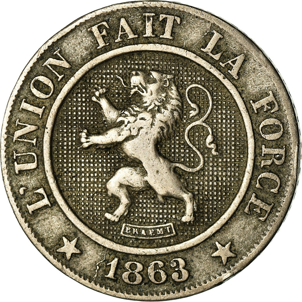 Coin, Belgium, Leopold I, 10 Centimes, 1863, VF(30-35), Copper-nickel, KM:22