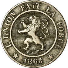 Munten, België, Leopold I, 10 Centimes, 1863, FR+, Copper-nickel, KM:22