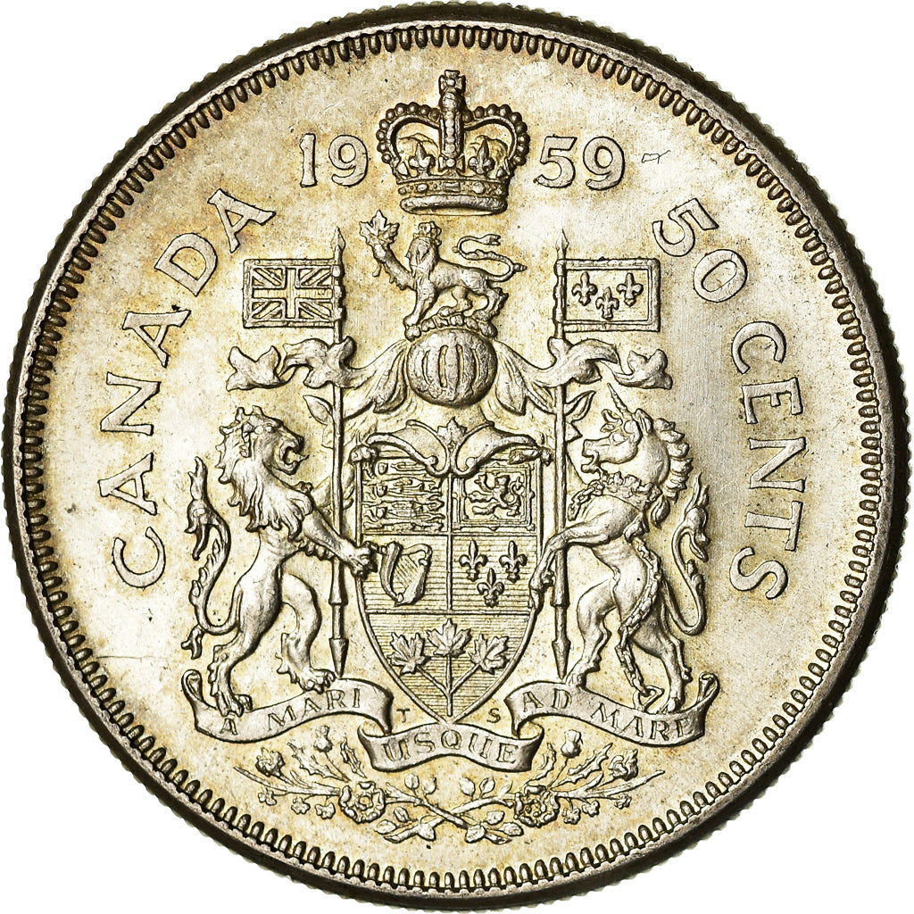 Monnaie, Canada, Elizabeth II, 50 Cents, 1959, Royal Canadian Mint, Ottawa, TTB
