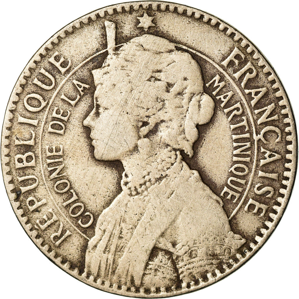 Moneta, Martinique, Franc, 1922, Paris, MB, Rame-nichel, KM:41