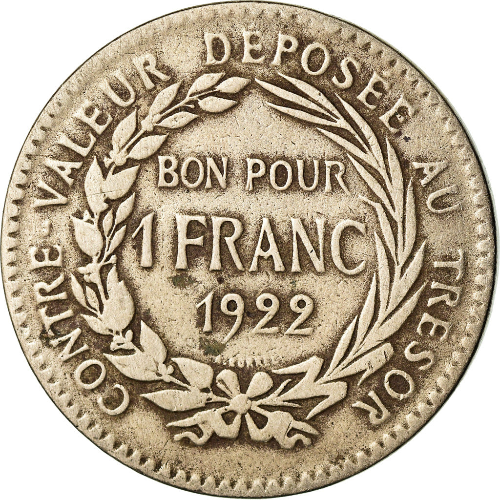 Moneta, Martinique, Franc, 1922, Paris, MB, Rame-nichel, KM:41