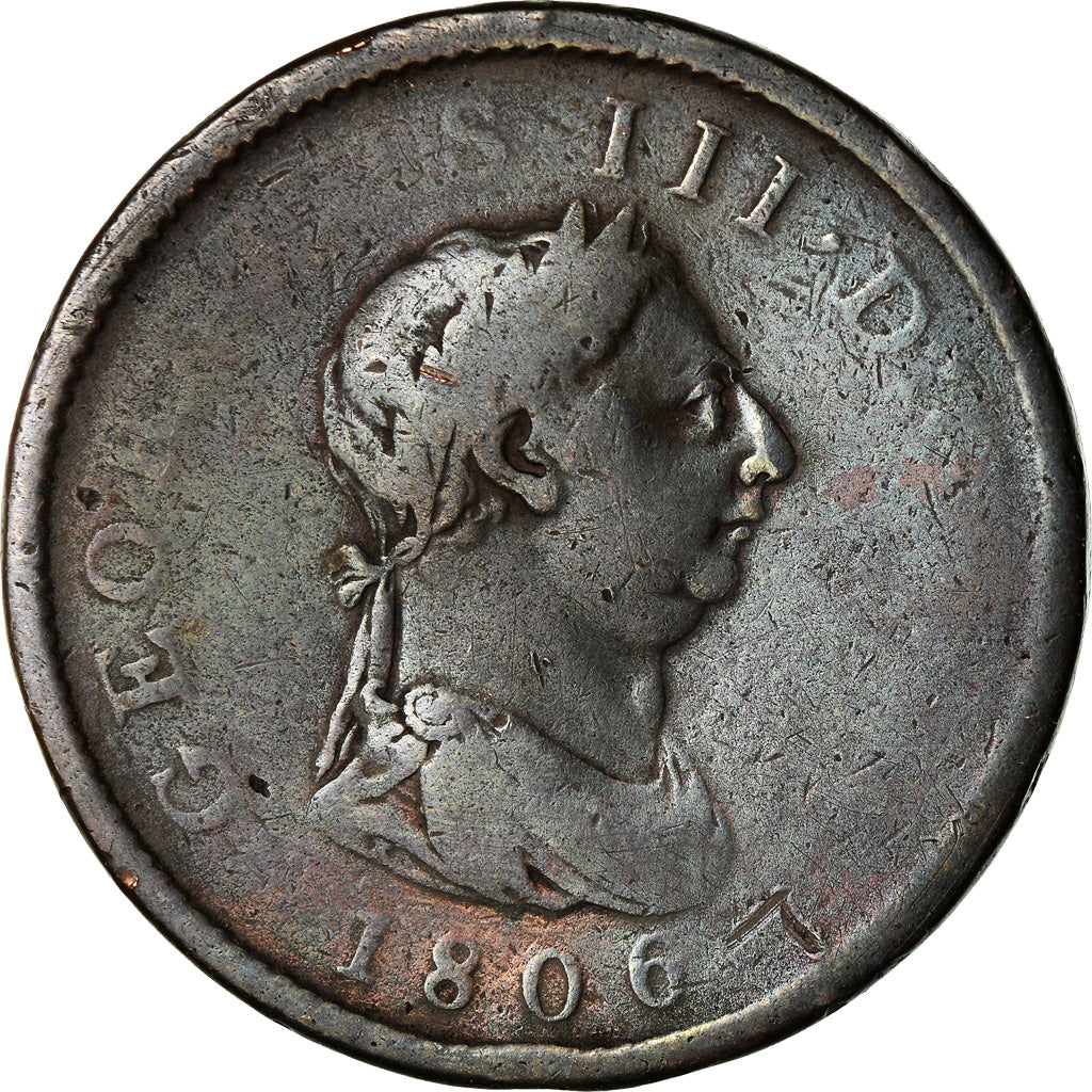 Monnaie, Grande-Bretagne, George III, Penny, 1806, B+, Cuivre, KM:663