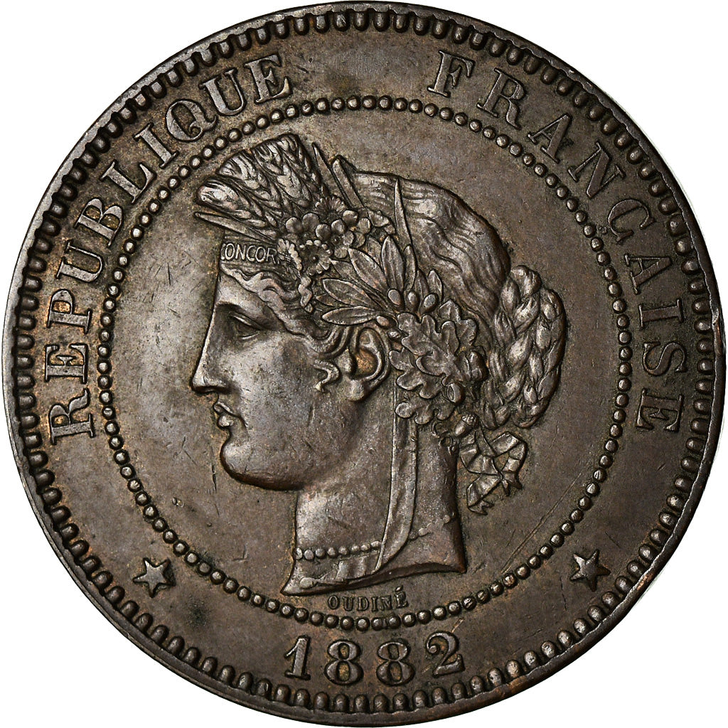 Monnaie, France, Cérès, 10 Centimes, 1882, Paris, TTB+, Bronze, Gadoury:265a