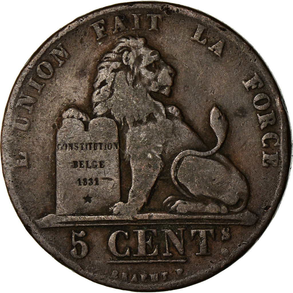 Coin, Belgium, Leopold I, 5 Centimes, 1842, VF(20-25), Copper, KM:5.2