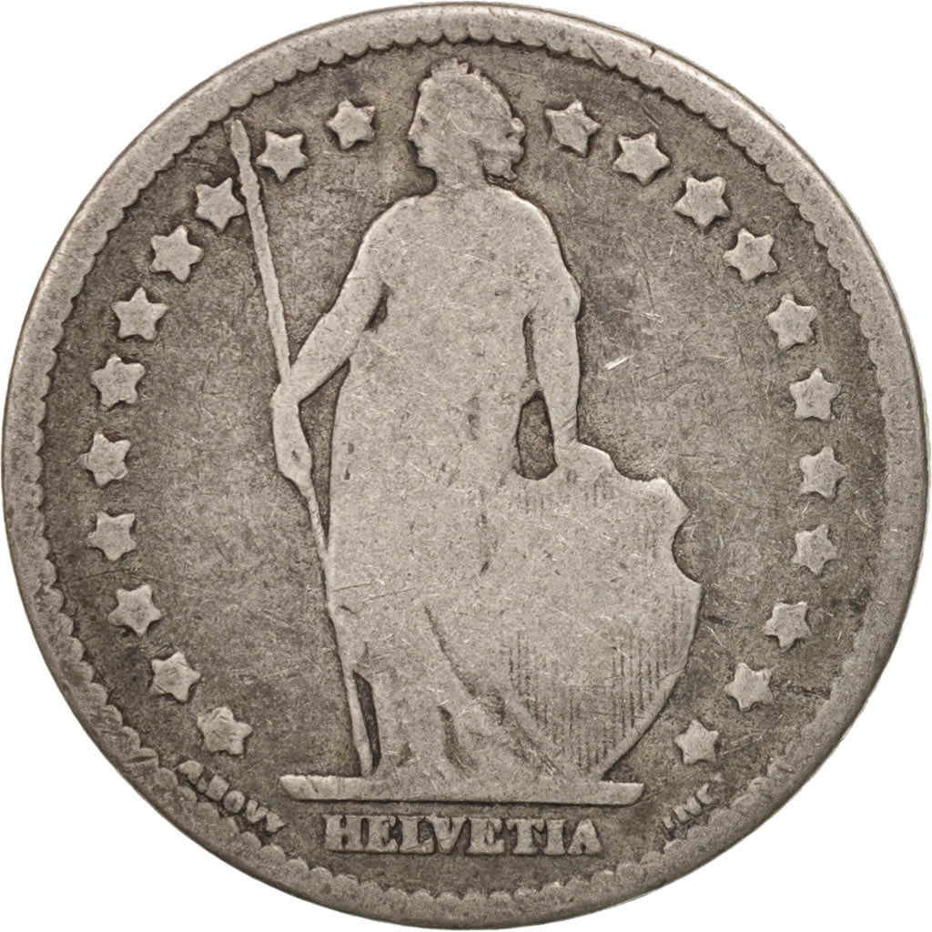 Svizzera, Franc, 1877, Bern, MB, Argento, KM:24