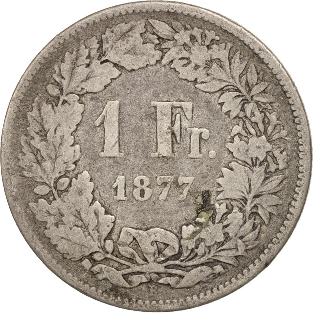 Svizzera, Franc, 1877, Bern, MB, Argento, KM:24