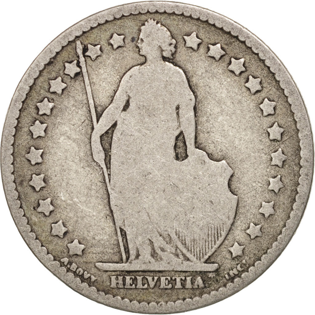 Switzerland, Franc, 1880, Bern, VF(30-35), Silver, KM:24