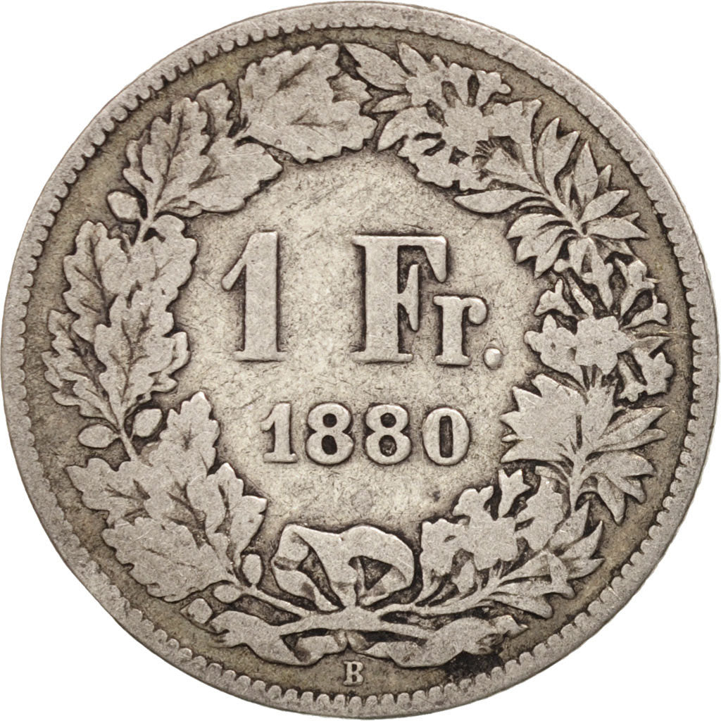 Switzerland, Franc, 1880, Bern, VF(30-35), Silver, KM:24