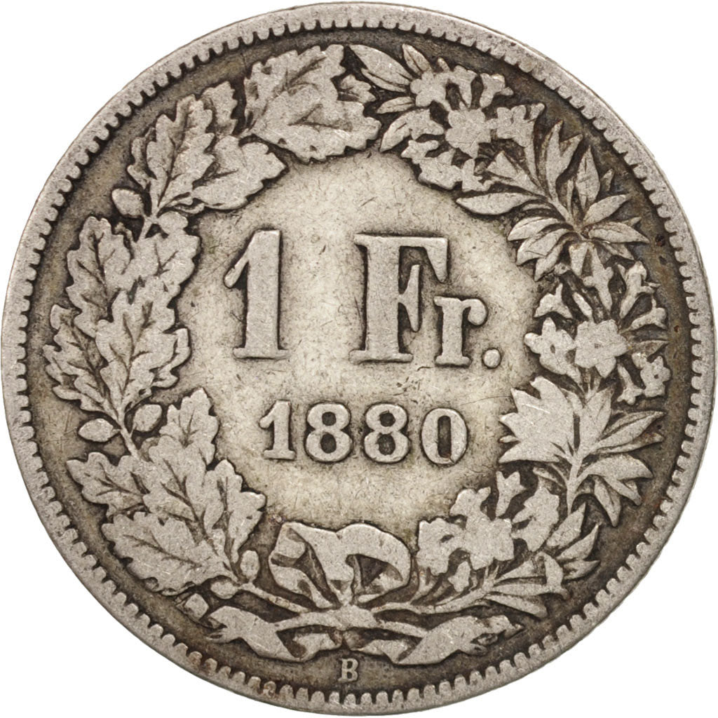 Switzerland, Franc, 1880, Bern, VF(30-35), Silver, KM:24