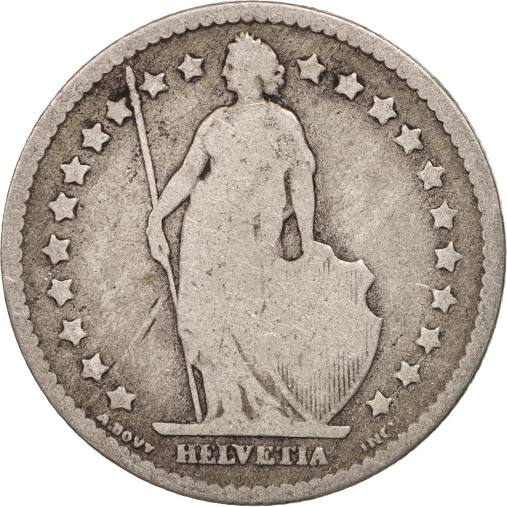 Switzerland, Franc, 1876, Bern, VF(30-35), Silver, KM:24