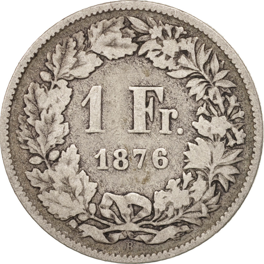 Switzerland, Franc, 1876, Bern, VF(30-35), Silver, KM:24