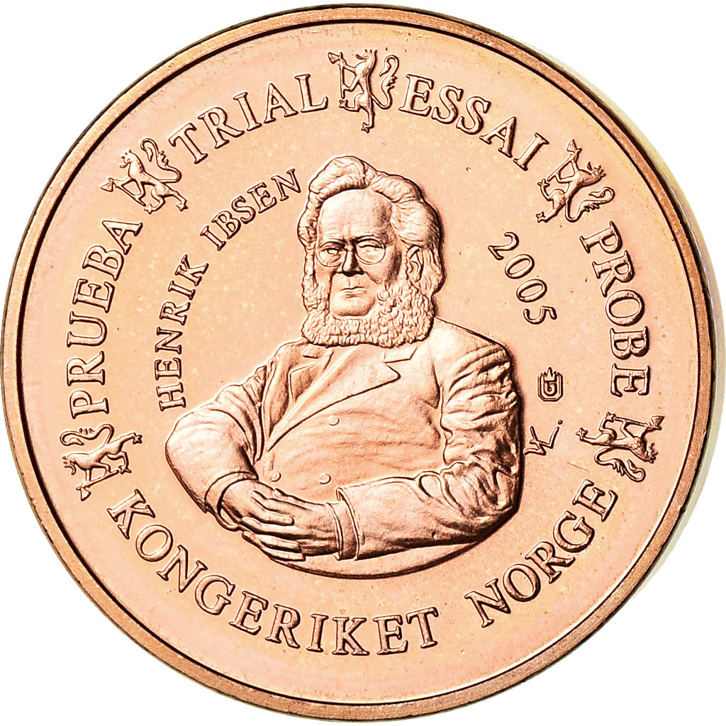 Norway, Euro Cent, 2005, unofficial private coin, MS(63), Copper Plated Steel