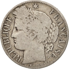 France, Cérès, Franc, 1888, Paris, VF(20-25), Silver, KM:822.1, Gadoury:465a