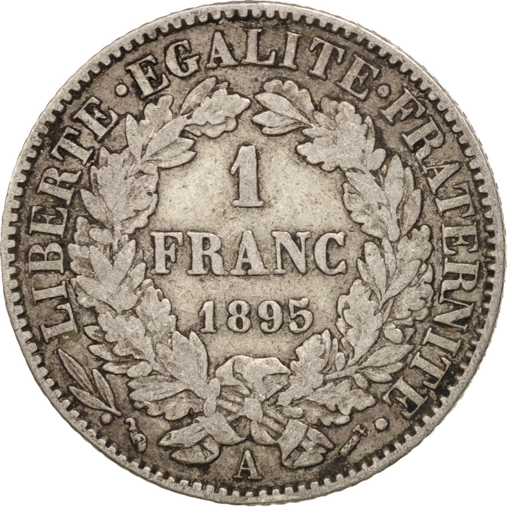 France, Cérès, Franc, 1895, Paris, EF(40-45), Silver, KM:822.1, Gadoury:465a