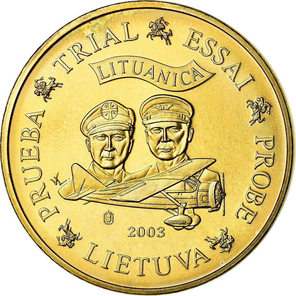 Lithuania, 50 Euro Cent, 2003, unofficial private coin, AU(55-58), Brass