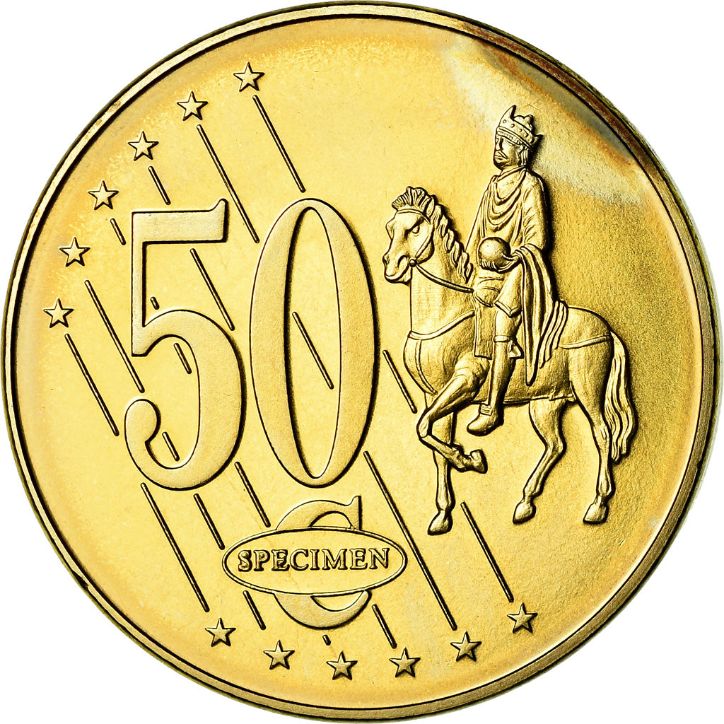 Lithuania, 50 Euro Cent, 2003, unofficial private coin, AU(55-58), Brass