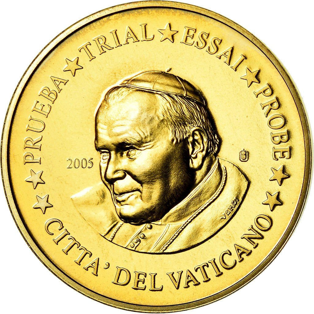 Vatican, 50 Euro Cent, 2005, unofficial private coin, MS(63), Brass