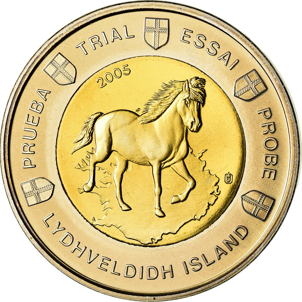 Iceland, 2 Euro, 2005, unofficial private coin, MS(63), Bi-Metallic