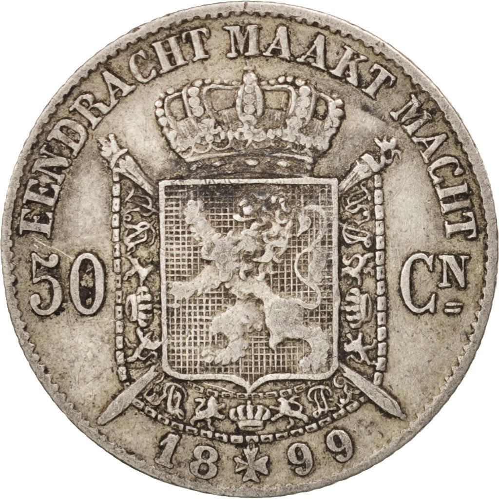 Belgium, Leopold II, 50 Centimes, 1899, EF(40-45), Silver, KM:27