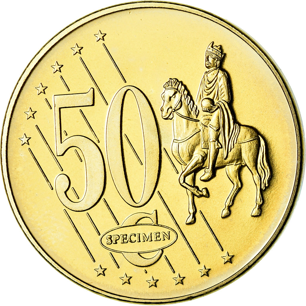 Serbia, 50 Euro Cent, 2004, unofficial private coin, MS(63), Brass