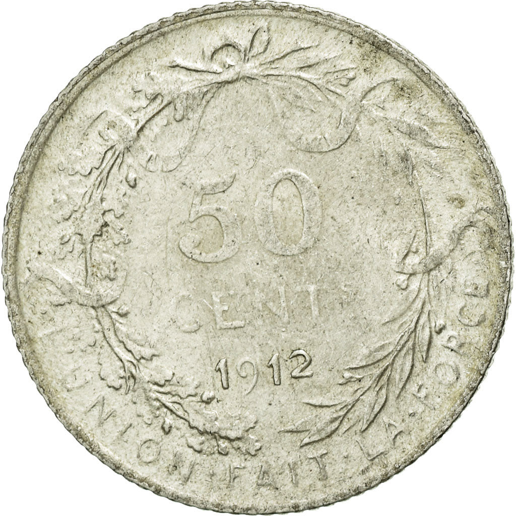 Coin, Belgium, 50 Centimes, 1912, AU(50-53), Silver, KM:70