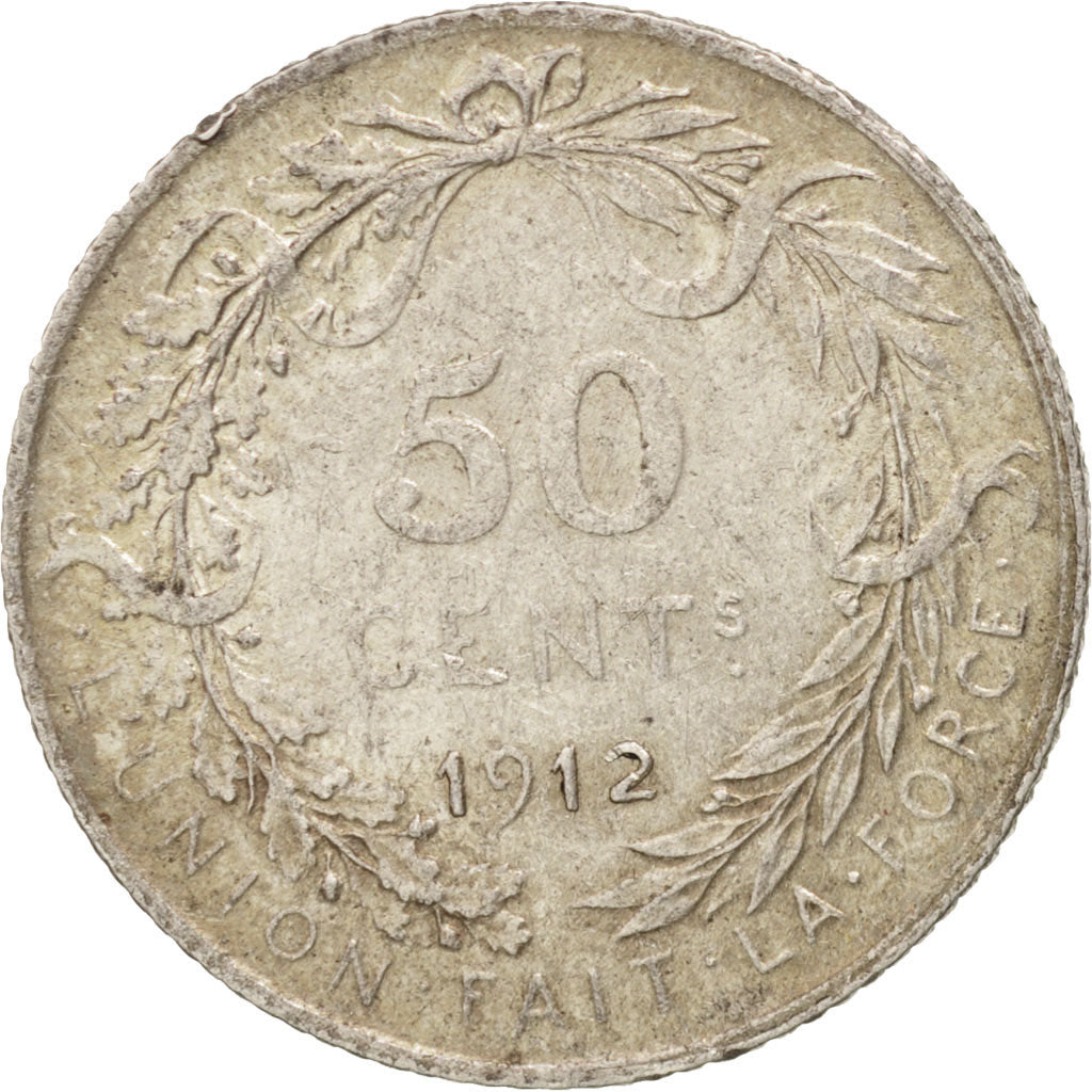 Belgio, 50 Centimes, 1912, BB+, Argento, KM:70