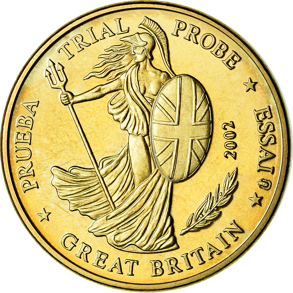 Great Britain, 50 Euro Cent, 2002, unofficial private coin, MS(63), Brass
