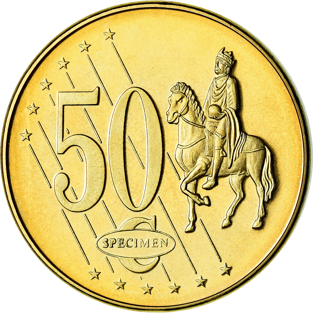 Great Britain, 50 Euro Cent, 2002, unofficial private coin, MS(63), Brass