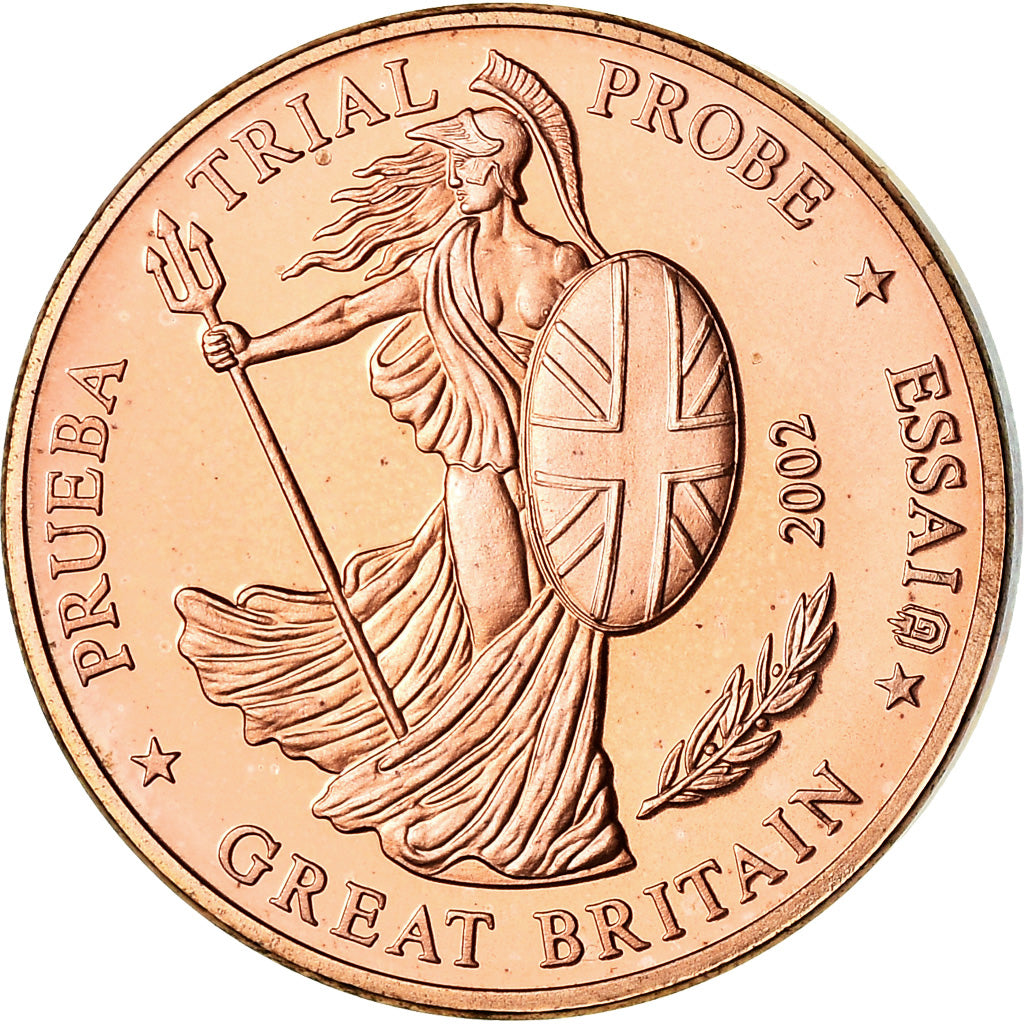 Great Britain, 2 Euro Cent, 2002, unofficial private coin, MS(63), Copper Plated