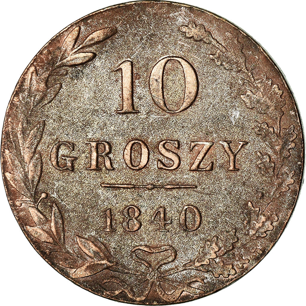 Moneta, Polonia, Nicholas I, 10 Groszy, 1840, Moneta Wschovensis, BB, Argento